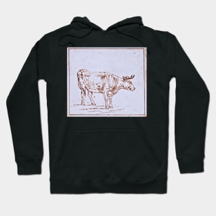 drawing of a grazing cow Hoodie